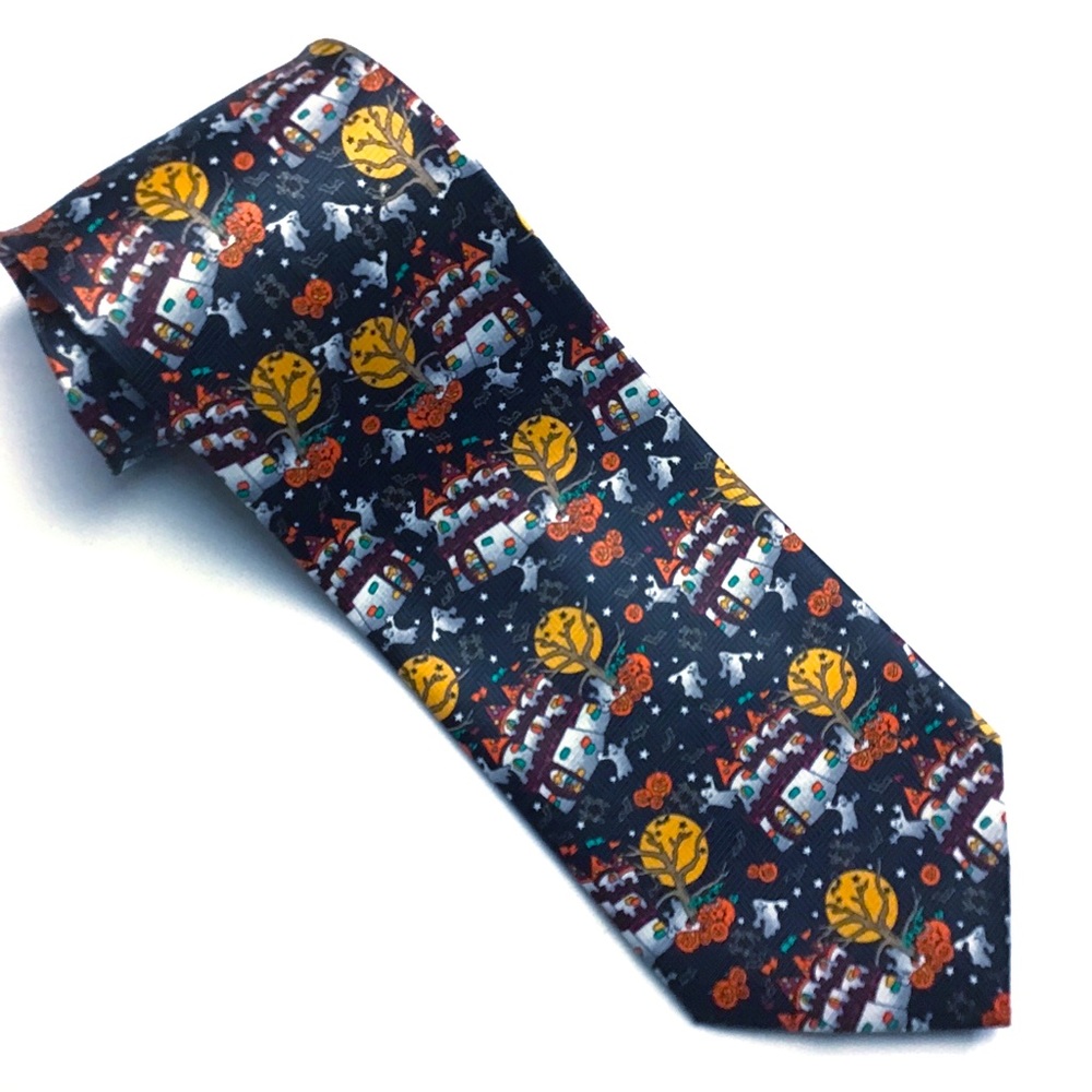 Halloween Neck Tie w/ Pumpkins, Castles, Ghosts and More